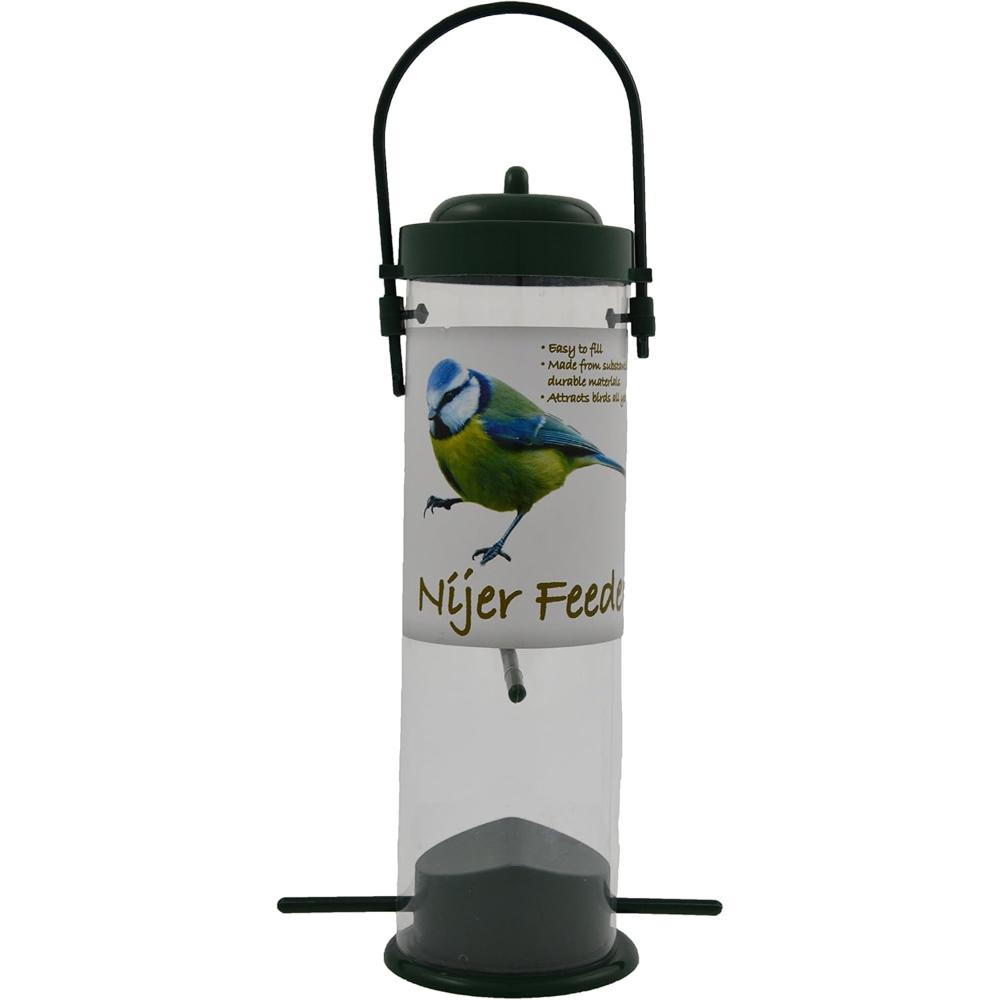 Green Jem Plastic Nijer Seed Wild Bird Feeder Green 13x13x24 cm