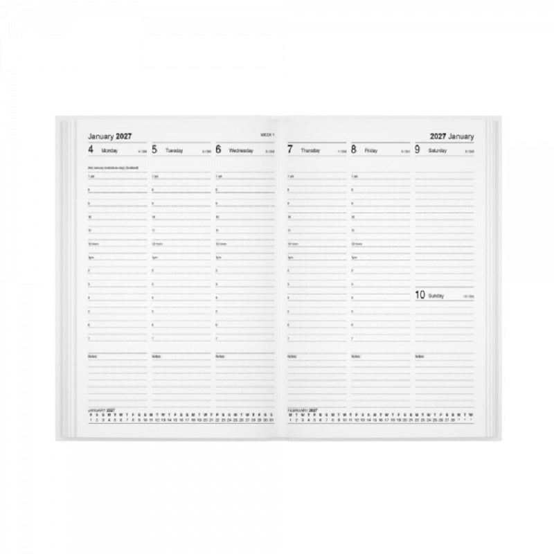 2027 Diary A4 Week To View Hardback Colours