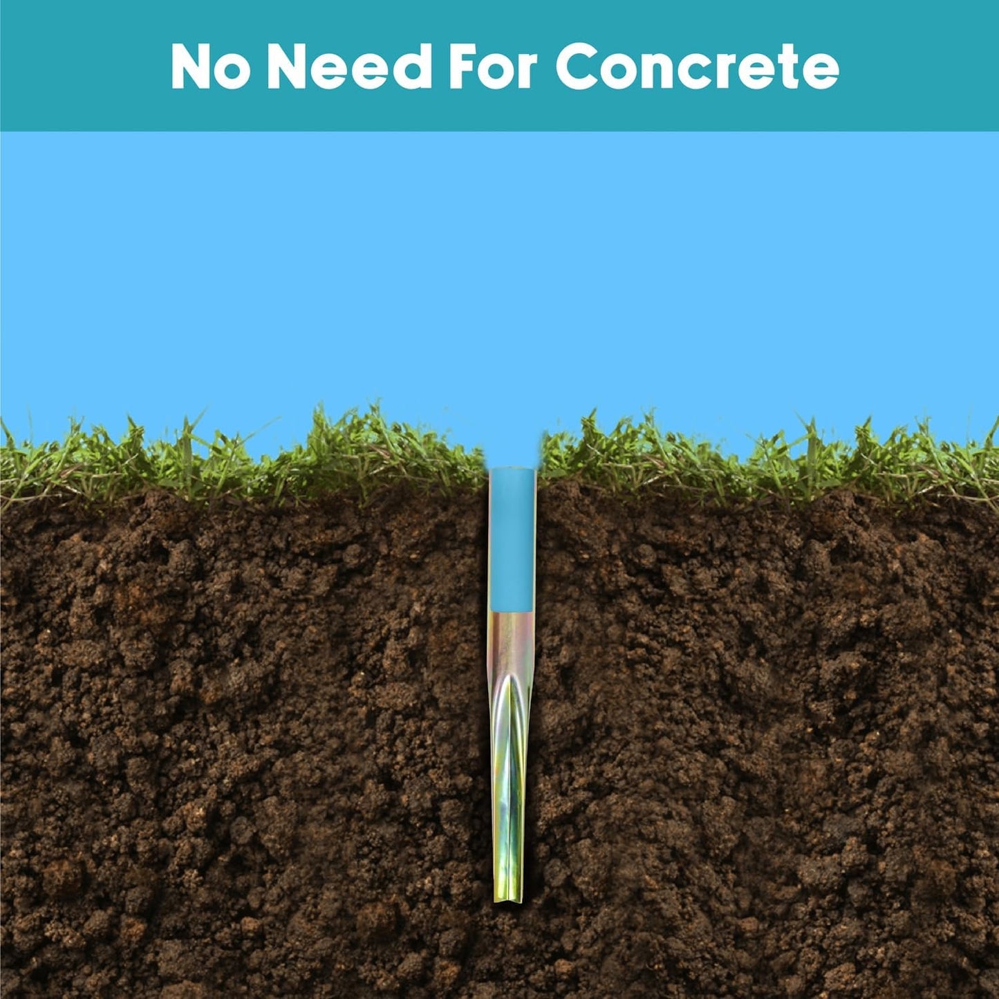 JVL Heavy Duty Multi Fit Ground Soil Spear Spike with Adaptor to fit 32, 38, 50 MM Diameter Poles, Silver, One Size