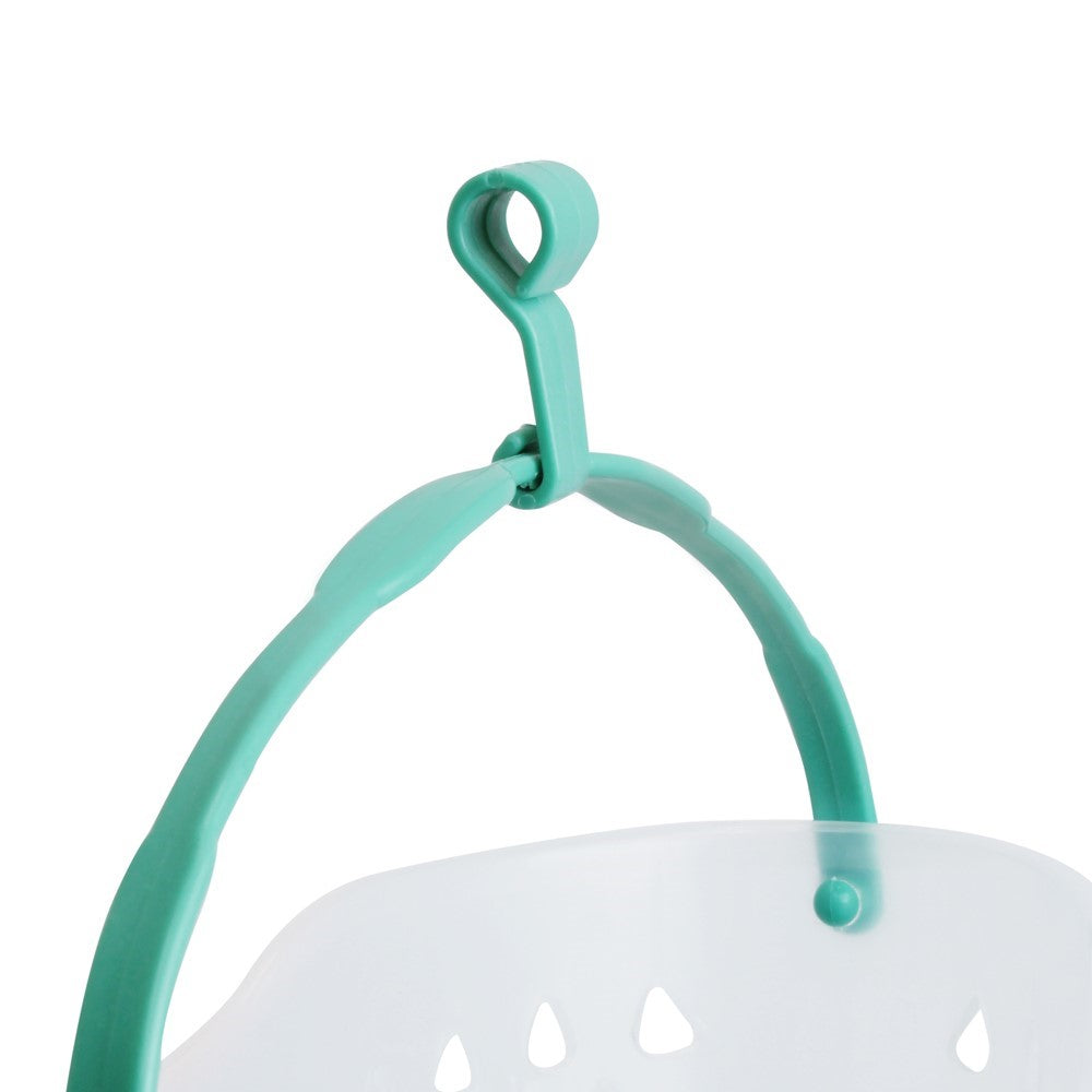 JVL Strong hanging 36 plastic clothes pegs with clear basket and hook, Aqua, Grey, White, One Size,