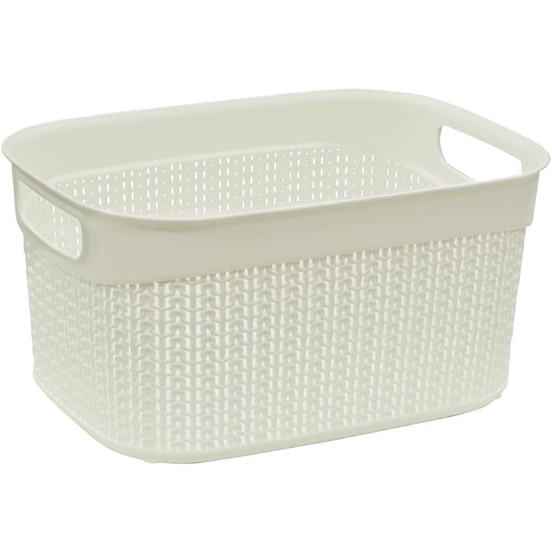 JVL Knit Design Loop 9L Plastic Storage Basket Colour: Grey