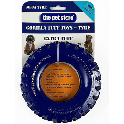 Green Jem Dog Chew Toy Gorilla Tuff Tyre Pets Blue