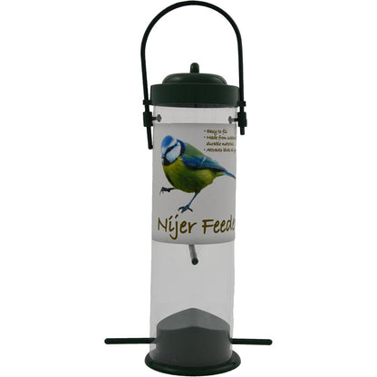 Green Jem Plastic Nijer Seed Wild Bird Feeder, Green, 13x13x24 cm