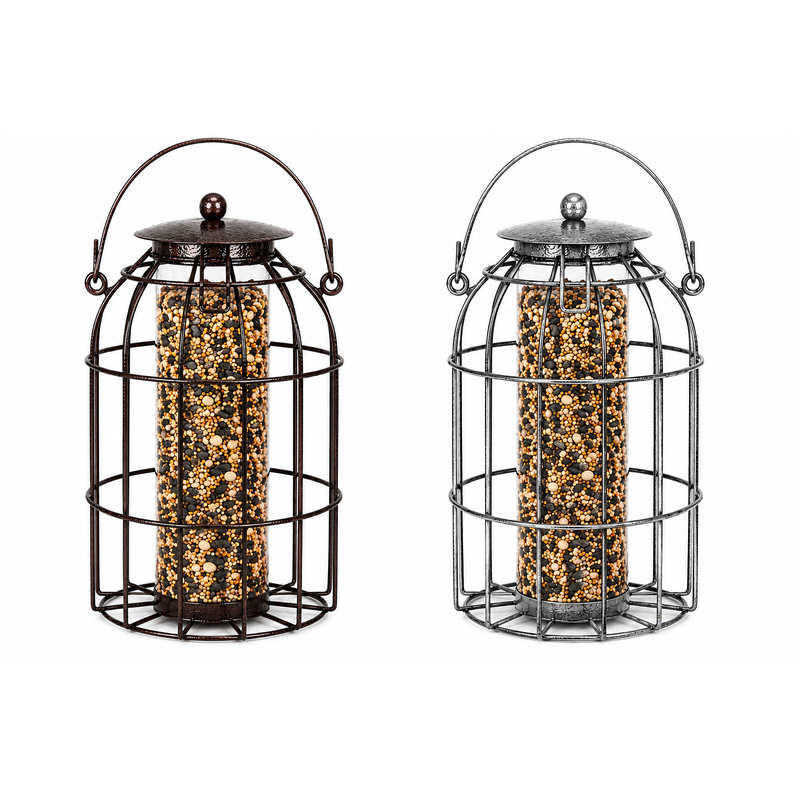 Green Jem Squirrel proof Dome Caged Seed Wild Bird Feeder Hammertone Finish