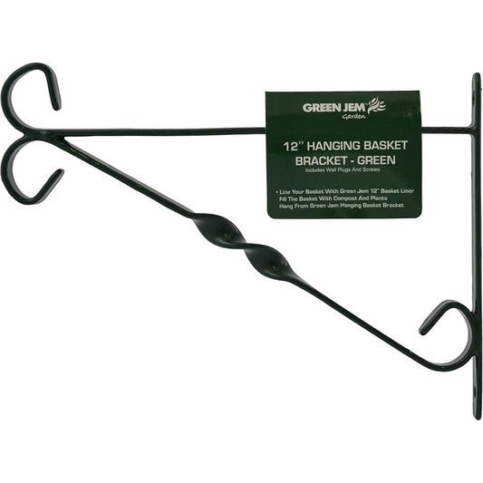Green Jem Hanging Basket Bracket - 14" Hanging Baskets Black / Green