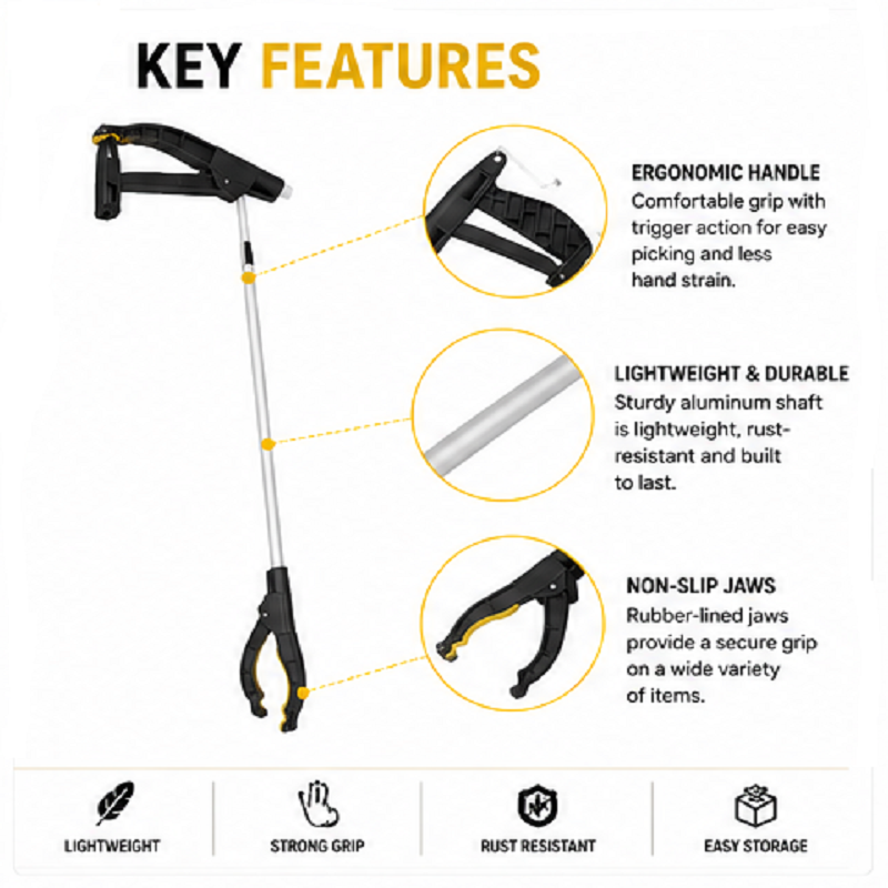 Litter Picker 75cm Long Handled Grab & grip reaching pick up tool, disability aid