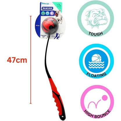 Green Jem Dog Ball Thrower / Launcher Ball - & Heavy duty Red Black 47cm