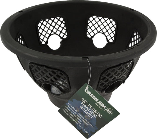 Green Jem 12-Inch Plastic Hanging Basket - Black