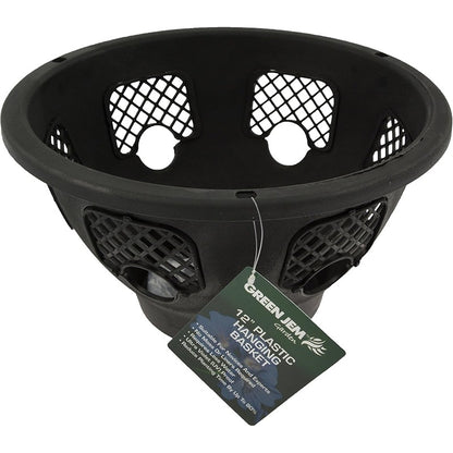 Green Jem 12-Inch Plastic Hanging Basket Hanging Baskets Black
