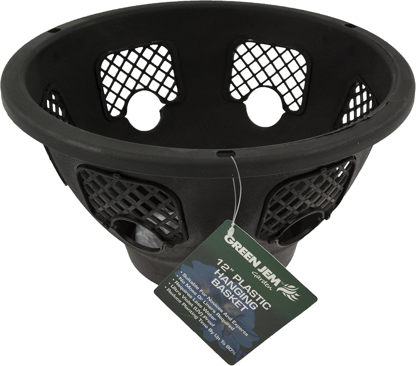 Green Jem 14-Inch Plastic Hanging Basket - Black