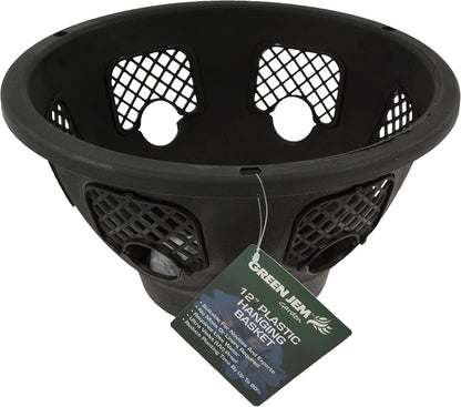 Green Jem 14-Inch Plastic Hanging Basket - Black