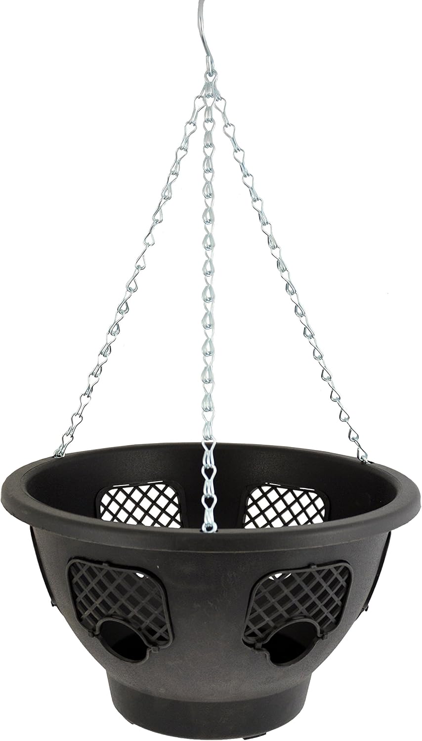 Green Jem 14-Inch Plastic Hanging Basket - Black