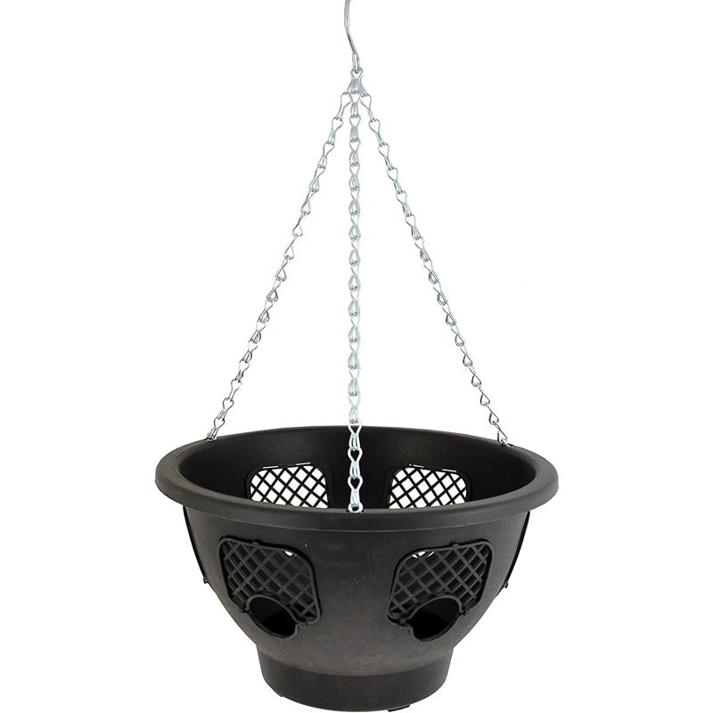 Green Jem 12-Inch Plastic Hanging Basket Hanging Baskets Black