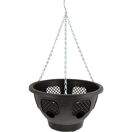 Green Jem 12-Inch Plastic Hanging Basket Hanging Baskets Black