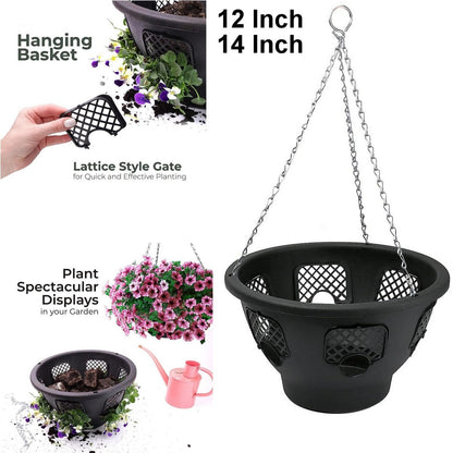 Green Jem 14-Inch Plastic Hanging Basket - Black