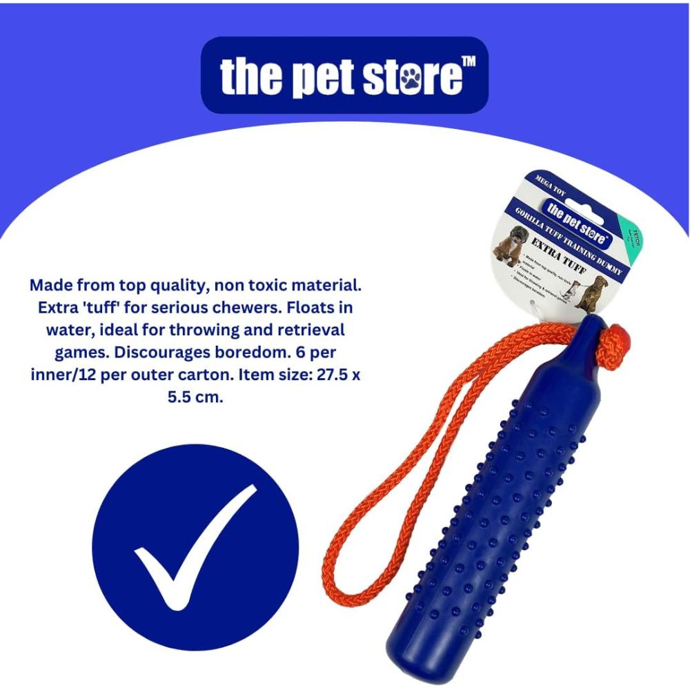 The Pet Store The Gorilla Tuff Floating Training Dummy for Throwing and Retrieval Games on land and in Water, Healthy Exercise for your Dog, Emperor Blue
