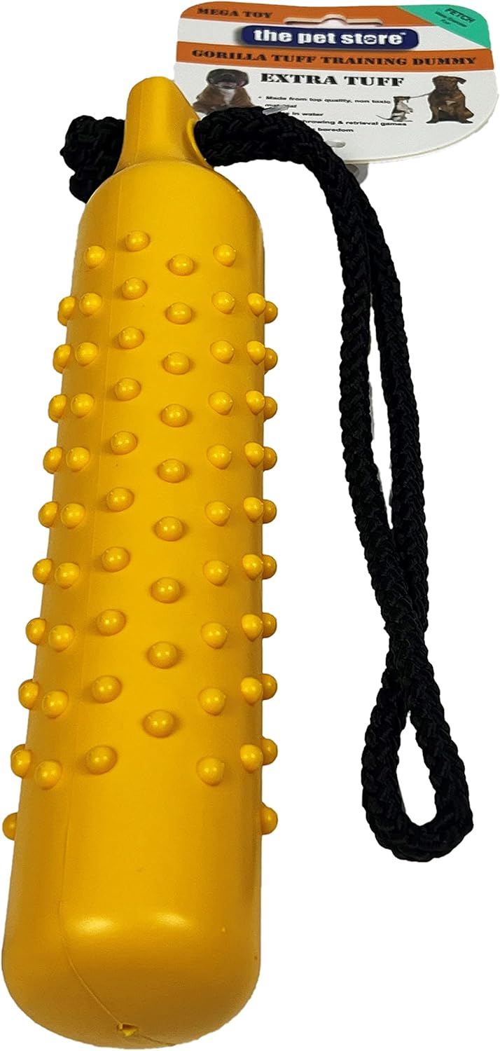 The Pet Store The Gorilla Tuff Floating Training Dummy for Throwing and Retrieval Games on land and in Water, Healthy Exercise for your Dog, Tuff Floating Training Dummy for Dogs Yellow