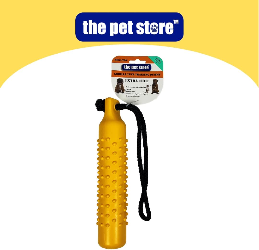 The Pet Store The Gorilla Tuff Floating Training Dummy for Throwing and Retrieval Games on land and in Water, Healthy Exercise for your Dog, Tuff Floating Training Dummy for Dogs Yellow