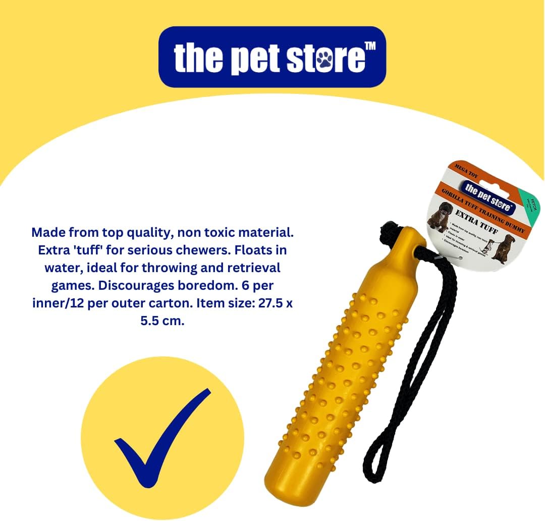 The Pet Store The Gorilla Tuff Floating Training Dummy for Throwing and Retrieval Games on land and in Water, Healthy Exercise for your Dog, Tuff Floating Training Dummy for Dogs Yellow