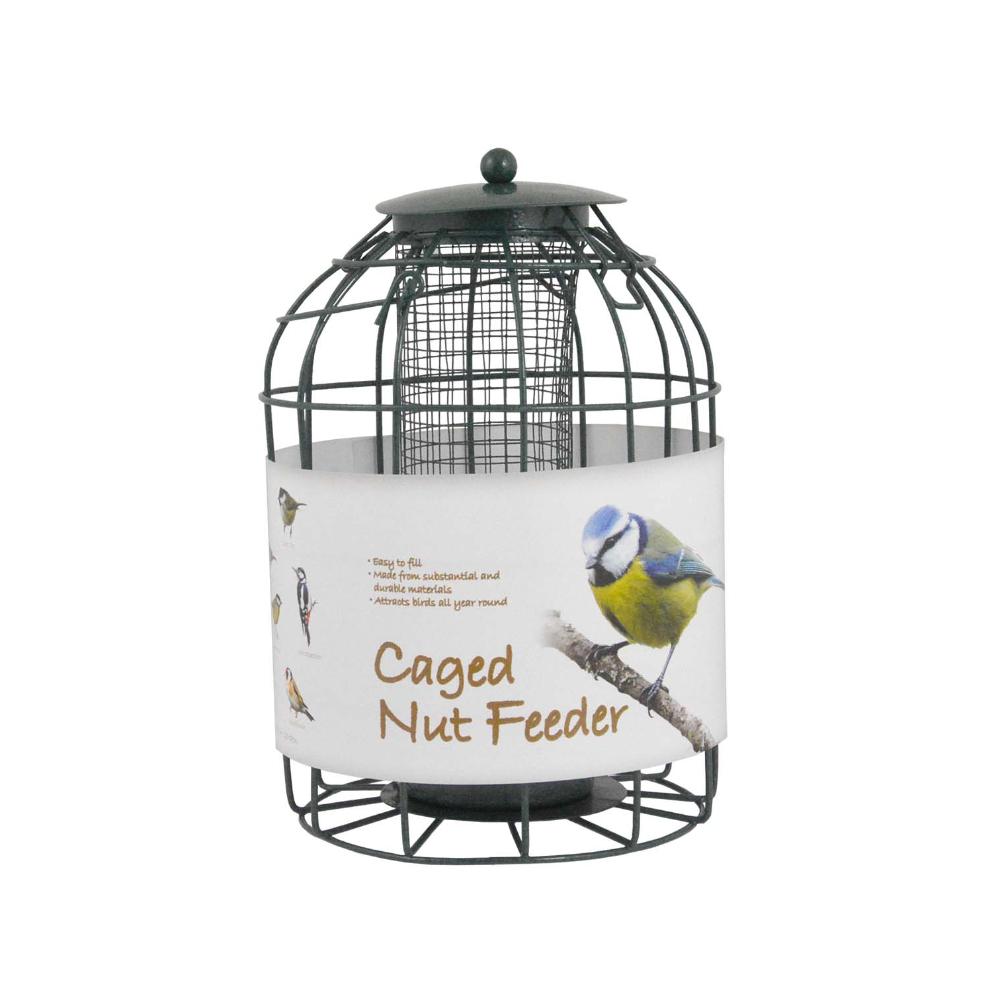 Green Jem Caged Peanut Wild Bird Feeder, Squirrel Proof,  Powder Coated dome shaped ,  Green