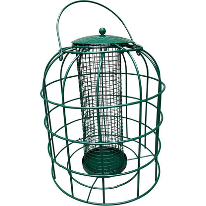 Green Jem Caged Peanut Wild Bird Feeder, Squirrel Proof,  Powder Coated dome shaped ,  Green