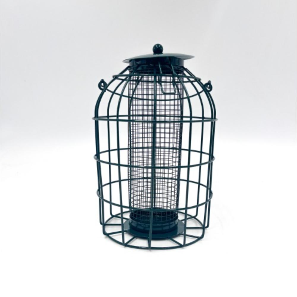 Green Jem Caged Peanut Wild Bird Feeder, Squirrel Proof,  Powder Coated dome shaped ,  Green