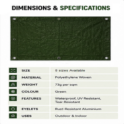 Green Tarpaulin Groundsheet waterproof polyethene