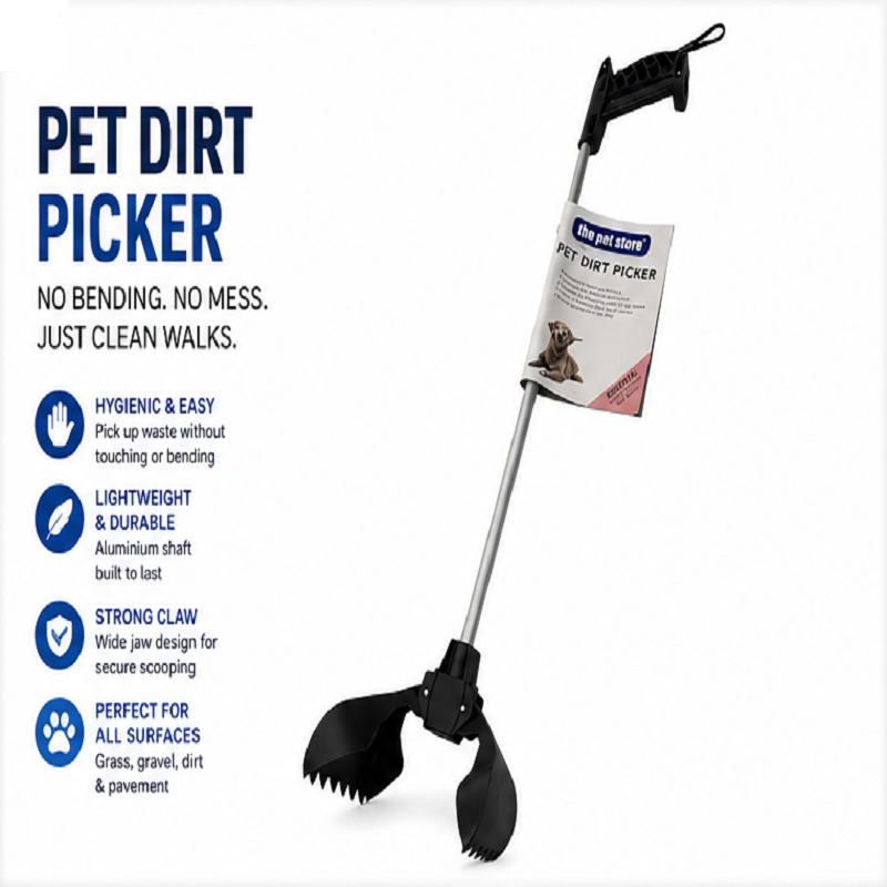Green Jem Pet Dirt Picker Pooper Scooper Pets Silver / Black