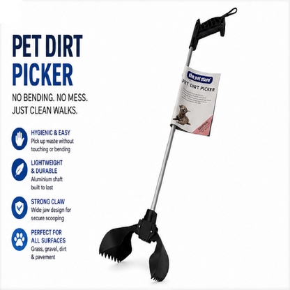 Green Jem Pet Dirt Picker Pooper Scooper Pets Silver / Black
