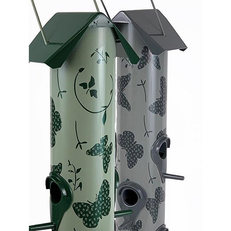 large bird seed feeder 48cm grey or green butterfly pattern
