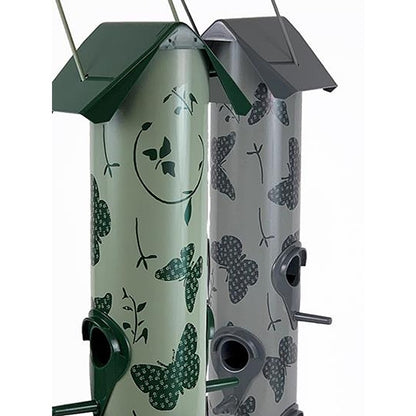 large bird seed feeder 48cm grey or green butterfly pattern