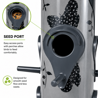 large bird seed feeder 48cm grey or green butterfly pattern
