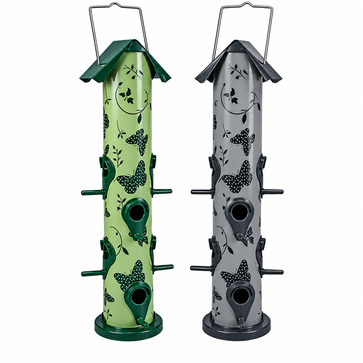 large bird seed feeder 48cm grey or green butterfly pattern
