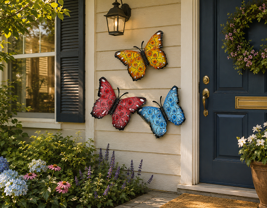 Metal butterfly Garden Ornament pack 0f 3
