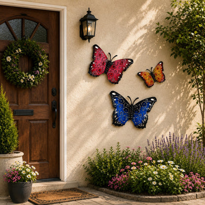 Metal butterfly Garden Ornament pack 0f 3