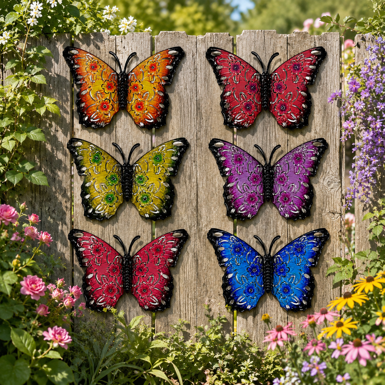 Metal butterfly Garden Ornament pack 0f 3
