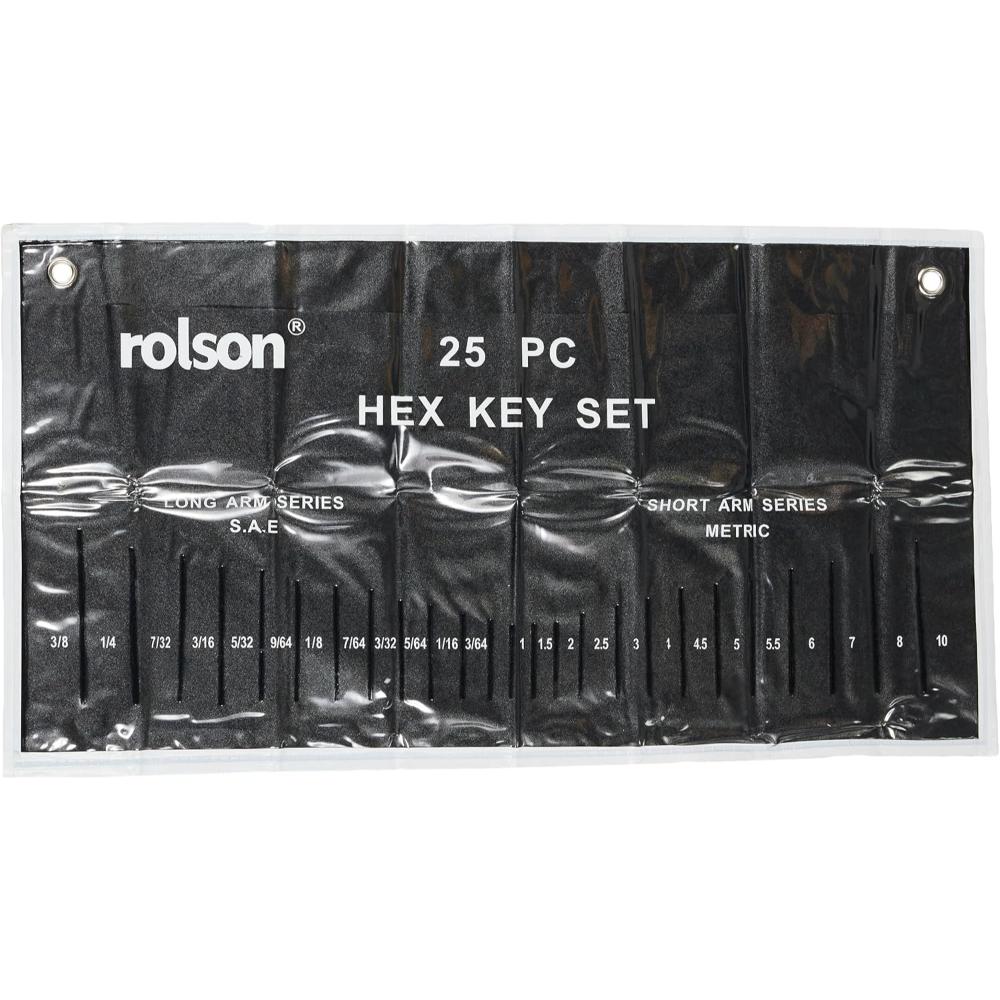 Allen Key / Hex Head Key Set Rolson 25 Piece Metric & Imperial With Carry Pouch