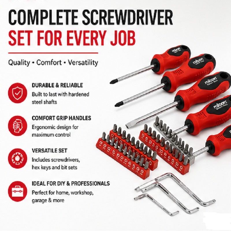 Rolson 28878 30 pc Screwdriver Set Screwdriver Sets Red / Silver