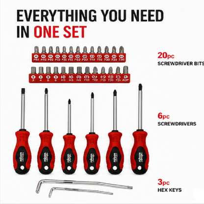 Rolson 28878 30 pc Screwdriver Set Screwdriver Sets Red / Silver