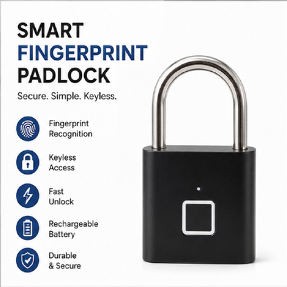 Rolson fingerprint padlock biometric Security Black