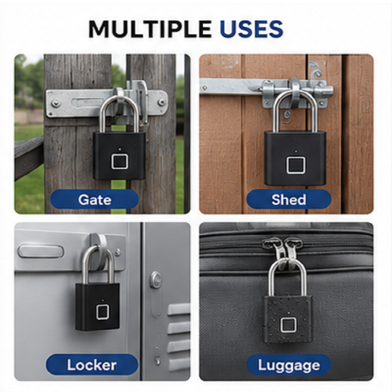 Rolson fingerprint padlock biometric Security Black