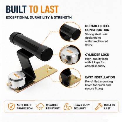 Rolson Heavy Duty Garage Door Lock for up & over garage doors Security Black