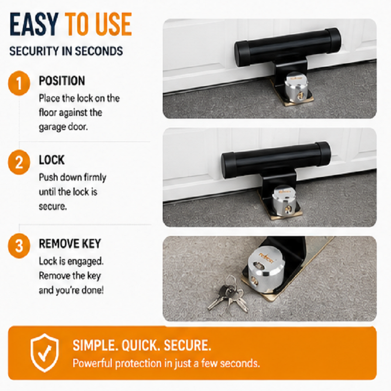 Rolson Heavy Duty Garage Door Lock for up & over garage doors Security Black