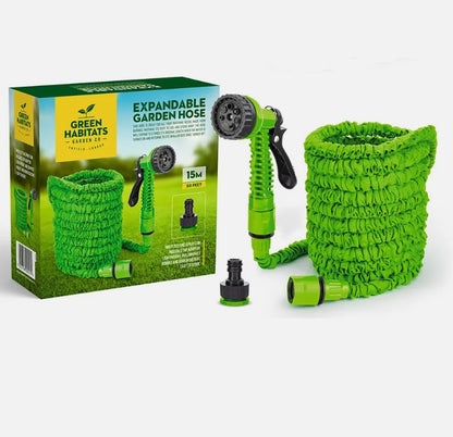 Expanding Hose pipe Garden Water Spray Gun Flexible Stretch Hosepipe 30m 100ft