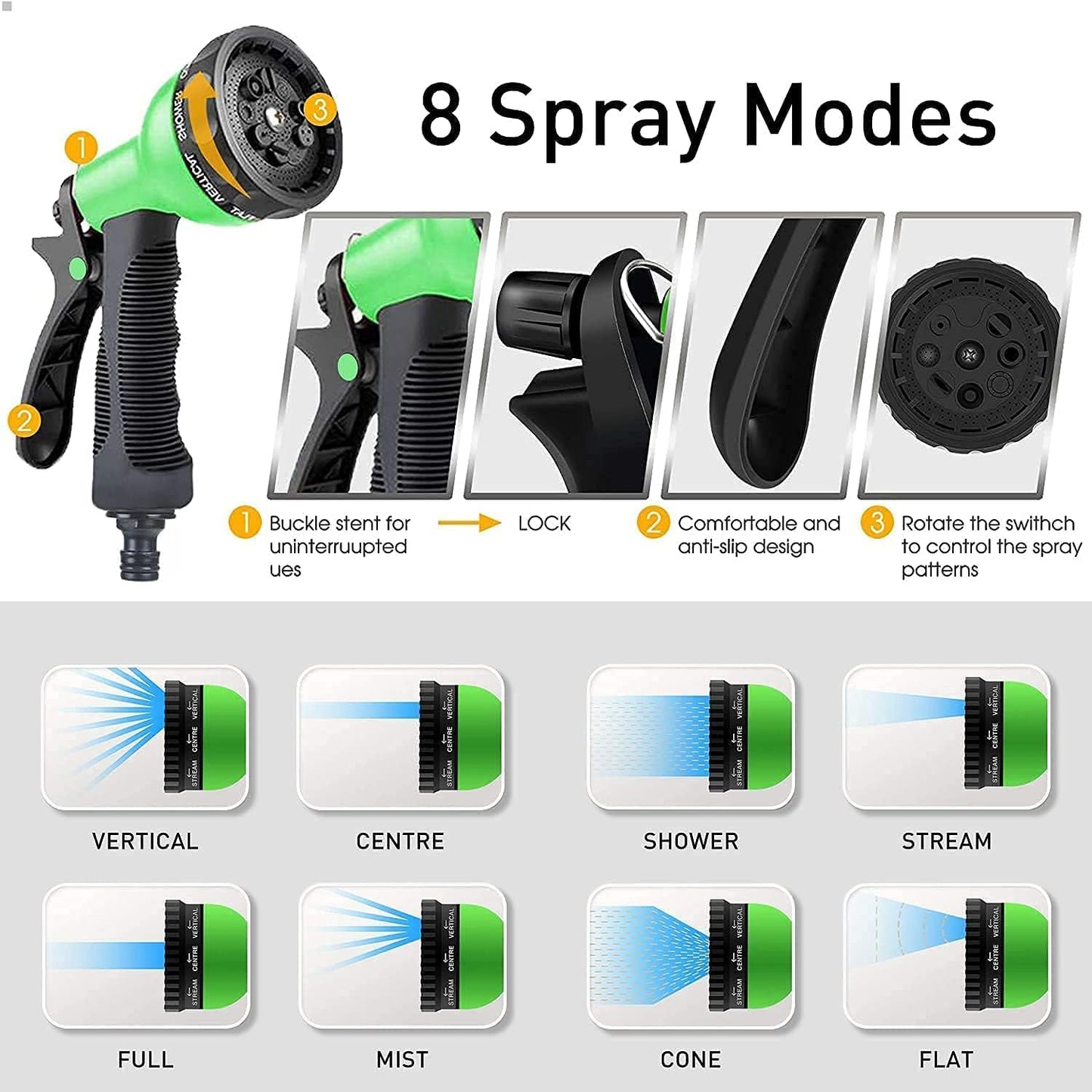Expanding Hose pipe Garden Water Spray Gun Flexible Stretch Hosepipe 30m 100ft