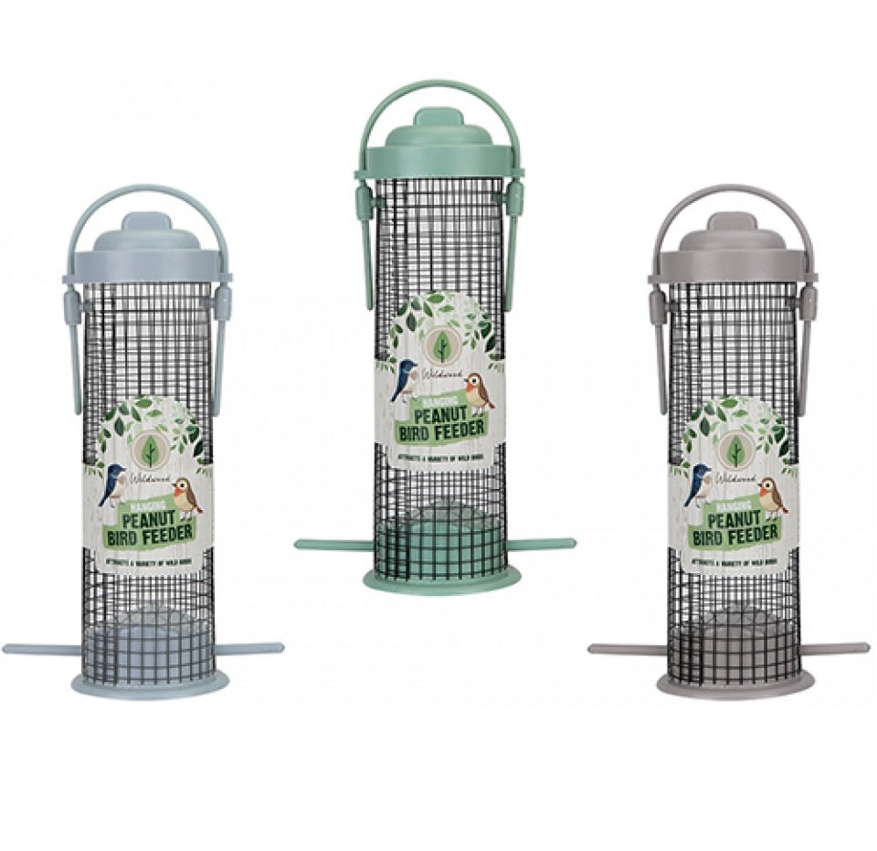 Green Hanging Bird Seed & Nut Feeder Pk2