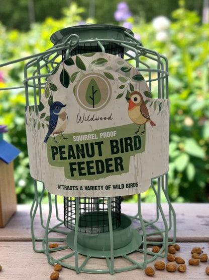 Large Metal Squirrel Proof Peanut Bird Feeder Green