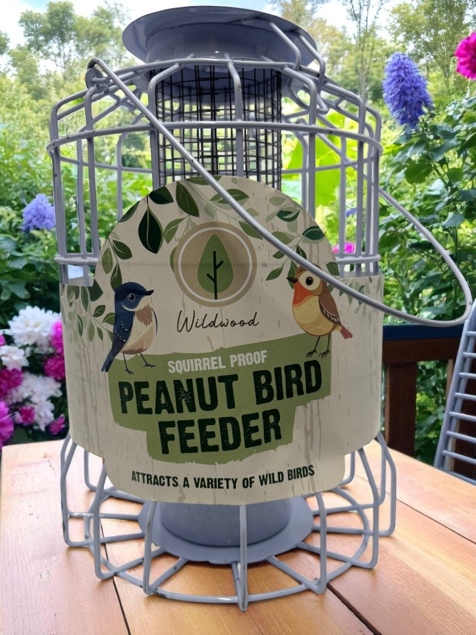 Large Metal Squirrel Proof Peanut Bird Feeder Green