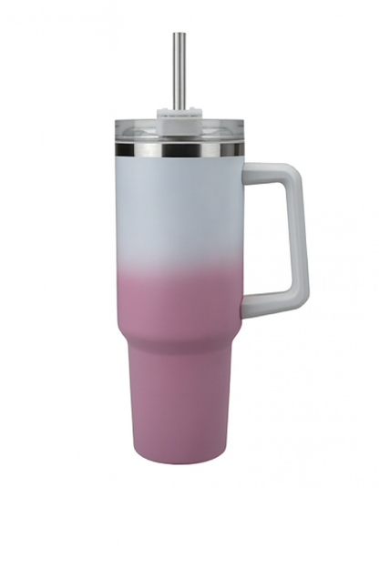 40oz Drinking Cup insulated Flask Double Wall With Straw Hot & Cold Assorted colours