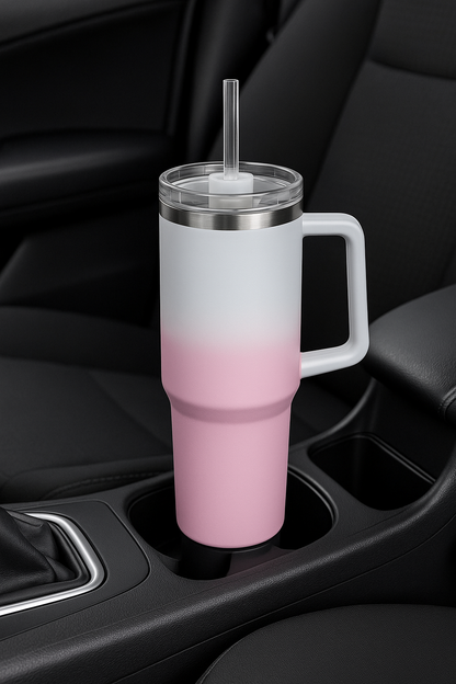 40oz Drinking Cup insulated Flask Double Wall With Straw Hot & Cold Assorted colours
